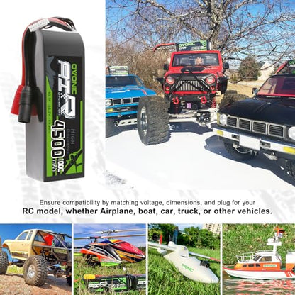 OVONIC 22.2V 100C 4500mAh 6S Lipo Battery with AS150-XT90 Plug for RC Car Boat Truck Helicopter Airplane Racing Models [Notice: XT90 Plug Conversion Cable to Be Purchased Separately]