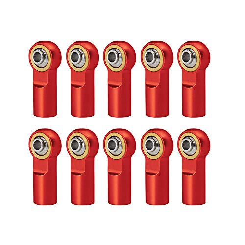 QUE-T 10pcs Metal Link Rod End M4 Ball Joint Head for RC Crawler Car (Red) - color: Red