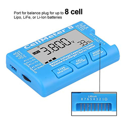 Lipo Battery Checker RC CellMeter,8 Digital Battery Capacity Voltage Checker Meter LiPo Li lon NiMH RC CellMeter