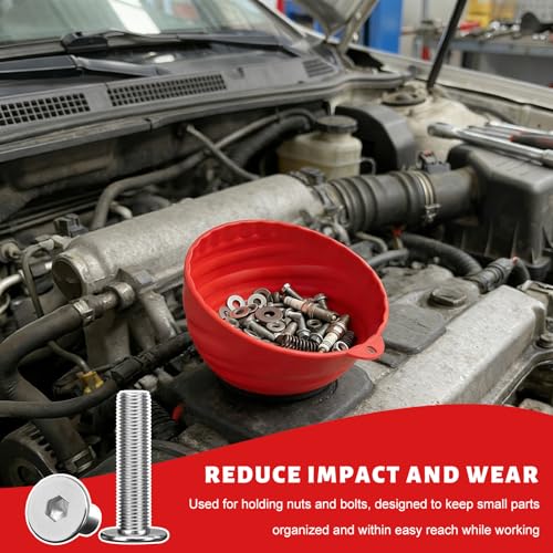 Magnetic Nut Cup, 6 Inch Cup Diameter Curved Magnetic Screws Bowl Holds Up to 5 Pounds, Multi-Use Parts Tray Nuts Bolts Organizer Attaches to Metal Surfaces, Car Accessories (Red) - color: Red