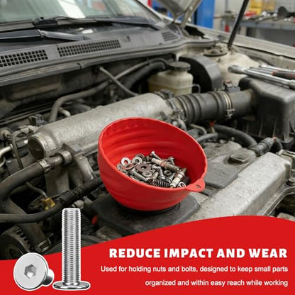 Magnetic Nut Cup, 6 Inch Cup Diameter Curved Magnetic Screws Bowl Holds Up to 5 Pounds, Multi-Use Parts Tray Nuts Bolts Organizer Attaches to Metal Surfaces, Car Accessories (Red) - color: Red