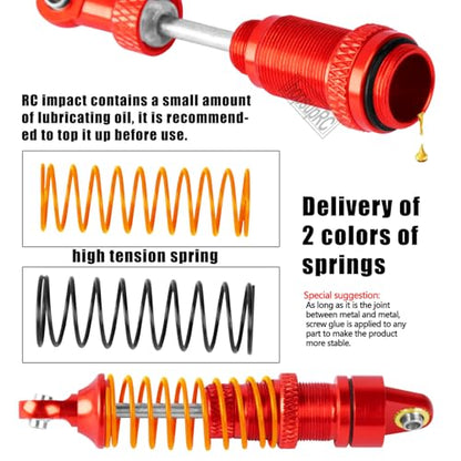 RC Aluminum Metal Shocks&Drive Shaft Axles&Suspension Arms&Steering Block&Camber Links Toe Links&Gearbox&Body Posts Mount&Shock Tower Upgrades Parts for 1/18 LaTrax Teton Desert Prerunner,Red - color: Red(for 1/18)