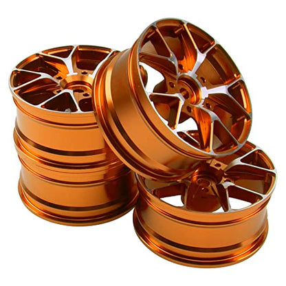 ShareGoo Metal Wheel Rims RC 12mm Hex Hubs 1/10 RC Drift On-Road Racing Touring Wheel Rim Compatible with HSP Tamiya Kyosho RedCat Sakura WLtoys Universal 1/10 RC Scales (Golden) - color: Golden