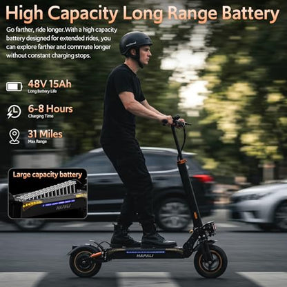 Off Road Electric Scooter Adults, 1200W Motor 31-Mile Range, 31 MPH, 11" All-Terrain Tires & Dual Suspension, disc Brakes UL Certified - color: Black