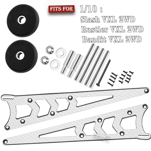 RC Carbon Adjustable Wheelie Bar Kit Tail Wheel Head up Wheel Upgrades Part for 1/10 Slash,Rustler,Bandit,Stampede VXL 2WD,Carbon Adjustable Wheelie Bar w/Mount Hops Up,Titanium - color: Titanium（upgrades Part）