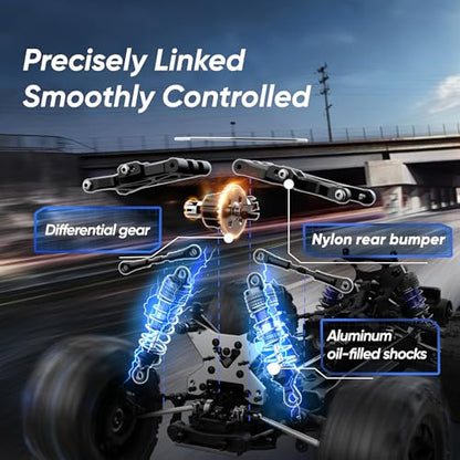 1/14 RC Cars 50 KPH 4WD Offroad Truck with 25W Fast Charger 3S Batter | 2845-3600kv Brushless Motor,11KG-CM Waterproof Servo,35A Brushless ESC,2.4GHz with anti-interference