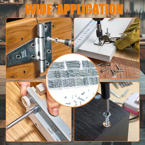 Dianrui 288 PCS Wood Screws Assortment Kit, Assorted Sheet Metal Screws #4/#6/#8/#10, ‌Phillips Drive Pan & Flat Head Screw Set Marine Grade Length 3/8" to 2" - size: 288PCS-SV