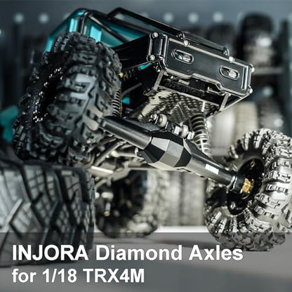 INJORA +4mm Diamond Axles with Lay Down Servo Mount & Links for 1/18 TRX4M(Black) - color: Black