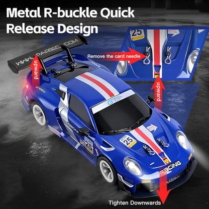 GoolRC WLtoys 284019-A RC Cars, 1:28 Scale Remote Control Car, 4WD 30KM/H High Speed RC Racing Car, 2.4GHz Rally Vehicle with Gyroscope, LED Lights and 2 Batteries for Adults