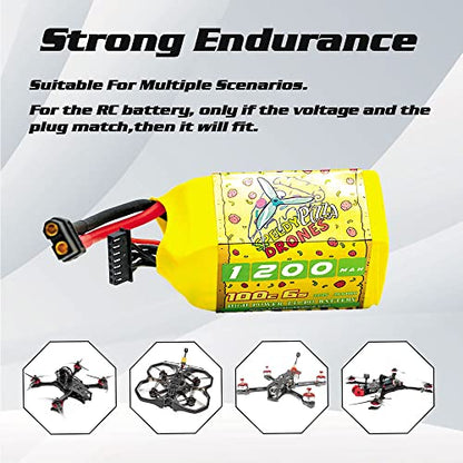 CNHL 1200mAh 6S Lipo Battery 22.2V 100C with XT60 Plug for FPV Drone RC Quadcopter Helicopter Airplane Racing Hobby(2 Packs)