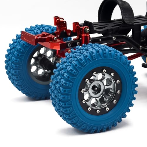 GOUPRC 1.3" Wheel Tires Set, Aluminum Beadlock Rim Swamp Claw Mud Terrain Rock Tread Pattern Tires for SCX24 TRX4M 1/18 1/24 Upgrade RC Crawler Truck Car - style: Rock Pattern Titanium Black