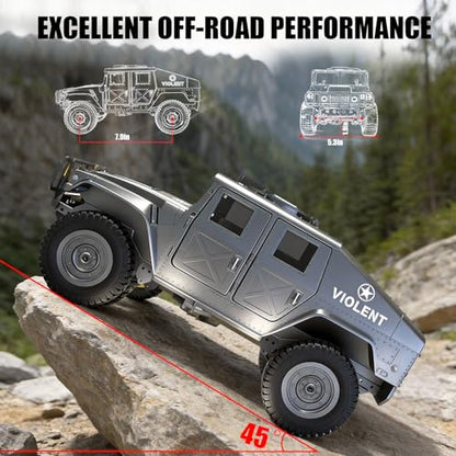 2.4GHz All Terrain RC Military Truck 4WD Remote Control Car Off Road Waterproof with Headlights, Turn Signal Lights and Rechargeable Batteries Vehicle Toy Gifts for Adults Kids Age 8+ (Green) - color: Green