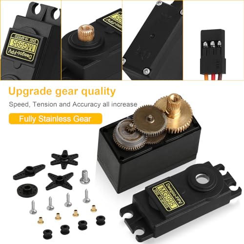 6PCS MG995 55g Servo RC Servos Digital High Speed Torque Servo Motor Metal Gear Servo Waterproof for Futaba JR RC Car Airplane Helicopter Mechanical Arm Control Angle 180° - style: MG995-6pack