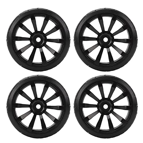 1/10 RC Drift Car Tires Hard Rubber Tyre Set for TT02 On Road Drifting Car Black 62mm Diameter 26mm Width 12mm Hex Coupler 4PCS