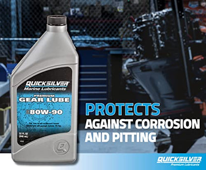 Quicksilver by Mercury Marine 80W-90 Premium Gear Lube, Marine Engine, 9 Oz. - size: 9oz