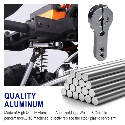 5PCS Aluminum 25T Servo Horns M2.5 Threads Steering Arm Compatible with Futaba Savox Power HD HSP MG995 MG996 Servos for RC Car Upgrades