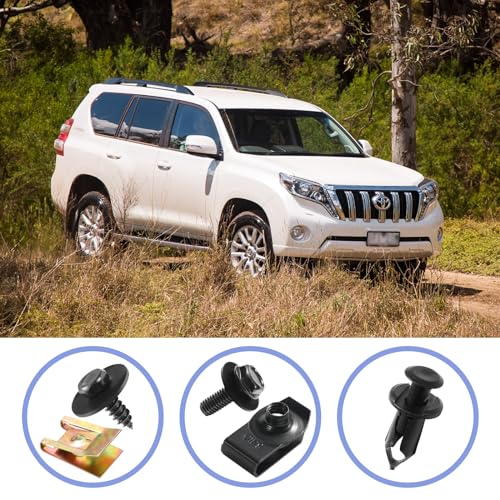 100PCS Car Screws and Bolts, Undertray Screws,Auto Body Fender Screws,Car Clips Plastic Rivet Fasteners - Universal U-Nuts Kit Engine Under Cover Splash Shield Guard Body Bolts