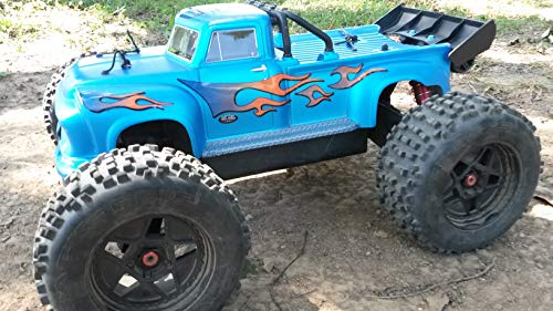 RC car Truck - Tribal Flames - 10pc Body Decal kit - Universal for Arrma Losi HPI Axial Traxxas Redcat Tekno 1/10 1/8 Scale Rock Crawler Stickers (Blue/Orange) - color: Blue/Orange