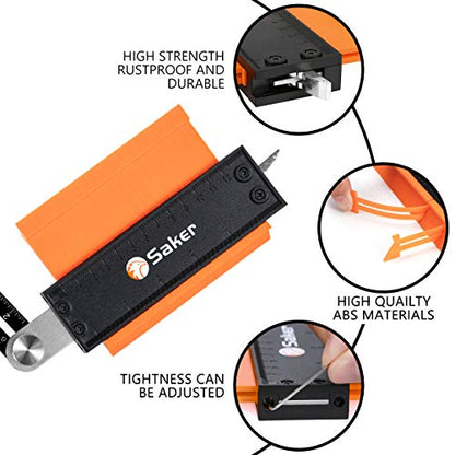 Saker Contour Gauge Profile Tool With Opening Locator- Adjustable Lock -Precisely Copy Irregular Shape Duplicator -Irregular Welding Woodworking Tracing - Must Have Tool for DIY Handyman, Construction - style: Splicing Set