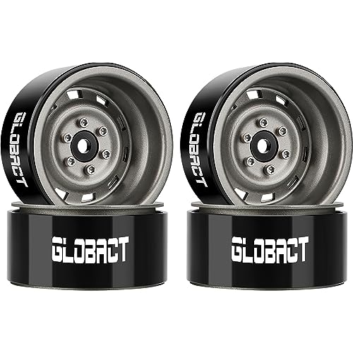 GLOBACT 1.9 Beadlock Wheels for 1/10 TRX4 TRX6 SCX10 I II III Pro Redcat, T | 1/10 RC Wheel Hub, 1/10 RC Crawler Car Upgrade Accessories - color: Titanium