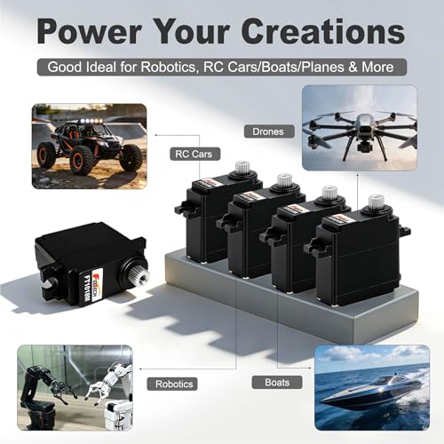 7.4V 7.5KG Metal Gear Digital Mini Servo Motor, High Torque 180 Degree RC Servo for TRX4M, SCX24, 1/10 Scale Cars, Robotics, Boats & Planes, Upgraded Metal Gear System - size: 7.4V 7.5KG-180°
