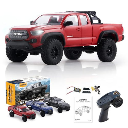 BEEZRC FMS 1/24 RC Crawler FCX24M Tacoma Toyota Official Licensed ABS Hard Body 4WD Off-Road RC Rock Truck,2-Speed Transmission, Hobby Grade Remote Control Car for Adults RTR red - color: Red