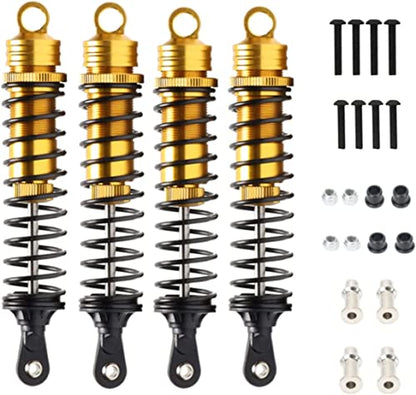Aluminum 140mm rc shocks,Oil Adjustable RC Damper Set with Springs for 1/8 Rc Car Buggy Truck Hsp Hpi Losi Axial Upgraded Hop-Up Parts 4PCS/set(Yellow) - color: yellow