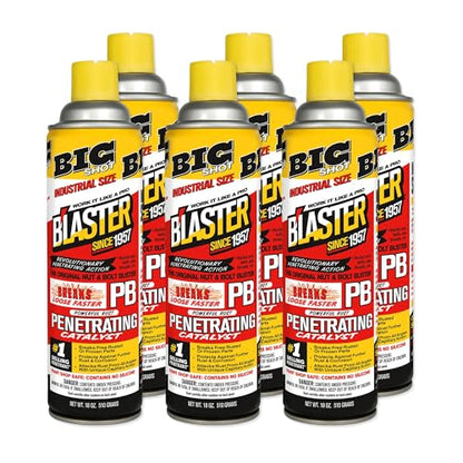 PB Blaster Penetrating Oil Spray, Big Shot 18 oz Aerosol Cans (6-Pack) – Rust Remover & Bolt Loosener for Stuck Nuts, Bolts & Rusted Parts – Penetrating Catalyst for Automotive & Mechanical Use - size: 18oz (6 Pack)