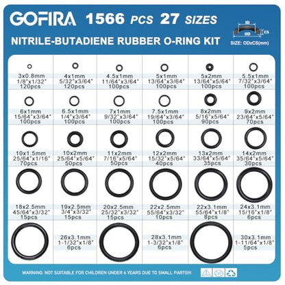 O-Ring O Rings Assortment Kit 1566Pcs 27 Sizes Nitrile Rubber Seals Storage Case Resist Oil Heat for Auto Vehicle Faucet Plumbing Hydraulic Air Gas Water Pressure Washer Motor Boat Repair - style: 27 Size/1566 Pcs