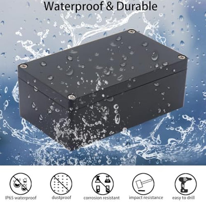 Project Box IP65 Waterproof Junction Box ABS Plastic Electrical Boxes DIY Electronic Project Case Power Enclosure 6.30x6.30x3.54 inch (160 x 160 x90 mm) - color: Black, size: 6.30"x6.30"x3.54"