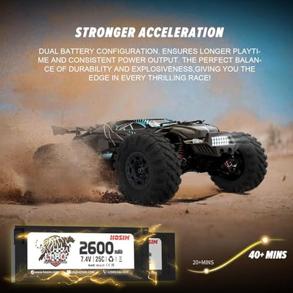 Hosim 1/10 Off Road RC Cars Fast 68KM/H, RTR Brushless RC Car for Adults | High Speed Monster Truck Hobby Remote Control Car, Waterproof RC Truck 4x4 All Terrain Buggy Toy Gift for Boys Age 8+ - color: Upgraded Gray