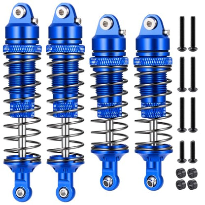 4PCS Full Aluminum RC Car Oil Shock Absorber Front & Rear Shock Absorber Damper Assembled Set Compatible with 1/10 Team Associated RB10 RC Off Road Car Upgrades (Blue) - color: Blue