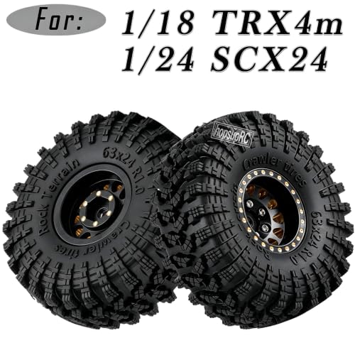RC Full Brass 1.0 RC Wheel RC Tires for 1/18 1/24 Trx4m Axia l SCX24 RC Crawler,1.0" Beadlock RC Truck Tires and Wheel Highway Tires Wheel Rim,4PCS Style C - style: Style C