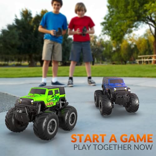 STEMTRON Amphibious RC Car 1:16 4WD Waterproof Monster Truck | 2.4GHz All Terrain Off-Road Remote Control Car, 360° Spin, Double-Sided Water Driving, Pool & Beach Toy Gift for Kids - color: Green Suv, size: 1:16 Scale