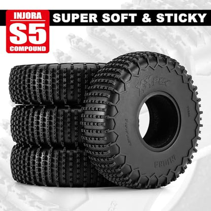 INJORA 1.9" XHX Pin Tires - S5 122 * 36mm Wheel Tires for SCX10 TRX4 1/10 RC Crawler Car Upgrade