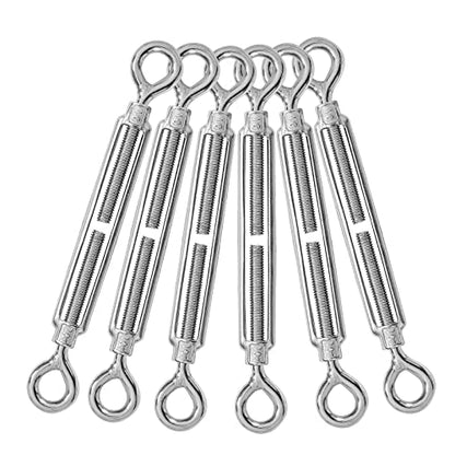 6PCS M10 Eye & Eye Turnbuckle 304 Stainless Steel Turnbuckle Wire Rope Tension Heavy Duty Turnbuckles for Cable Railing Wire Rope Hardware Kit (M10, Eye & Eye) - style: Eye & Eye-M-10
