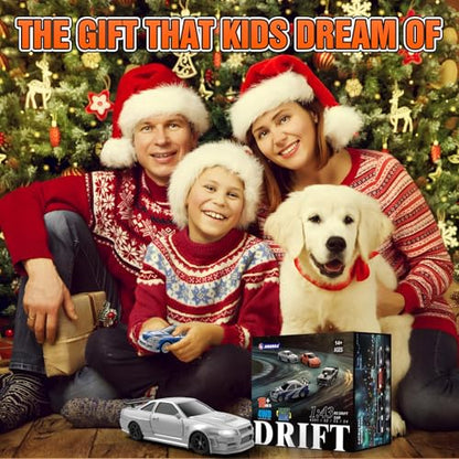 RC Drift car, 1/43 Mini Rc Drift car with Gyroscope, 2.4GHz Full Proportional Remote control Cars, 4WD High Speed Racing with Lights, Racing Tires, Model Cars Gift for Adults, Kids, Boys, Girls - color: Grey