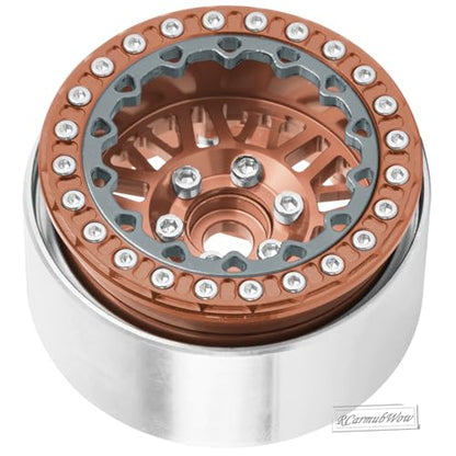 RC 1.9" Beadlock Wheels 1.9 Beadlock Rims for 1/10 SCX10 90046 AX103007 TRX4 TRX6 Gen7 8 D90 VS4-10 MST CFX RC Crawler,Alloy Aluminium 1.9 rc Wheels 1.9 rc Rims w/Wheels Ring,Bronze - color: Brown(4pcs)