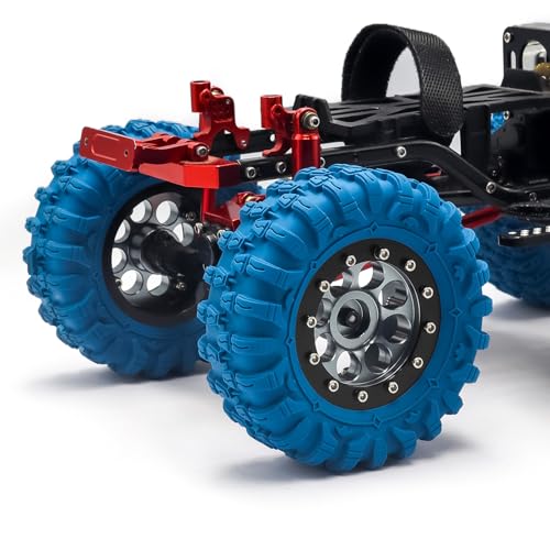 GOUPRC 1.3" Wheel Tires Set, Aluminum Beadlock Rim Swamp Claw Mud Terrain Dragon Claw Tread Pattern Tires for SCX24 TRX4M 1/18 1/24 Upgrade RC Crawler Car Titanium Black - style: Dragon Pattern Titanium Black