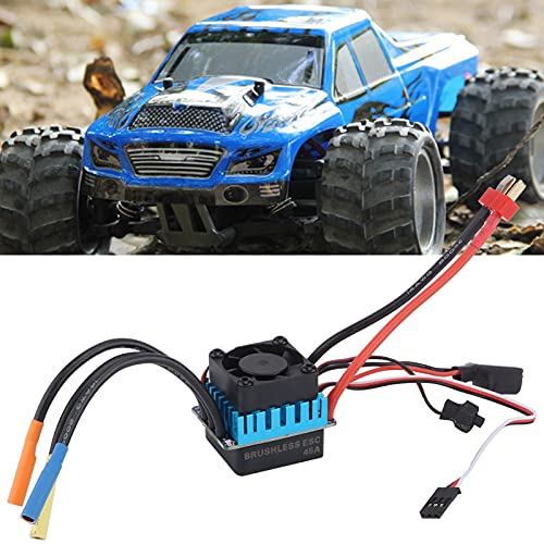 RC 45A ESC Speed Controller, Waterproof 4 Poles Sensorless Brushless ESC for 1/10 RC Car, High Performance ESC with Overheat Protection and Splash Proof Design, Perfect for Off ROA