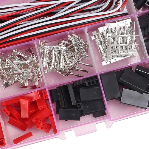 40 Sets JST Servo Connector Kit Servo Plug Male Female Connector Crimp Pin Cable Kit Compatible JST SYP Futaba for Hitec Spektrum RC