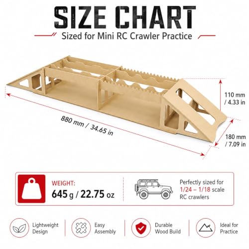 1/18 1/24 1/30 RC Crawler Obstacle for TRX4M SCX24 SCX30, Narrow Bridge | DIY assembly course parts, tabletop rock crawling practice, RC cars not included
