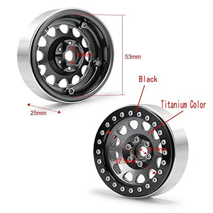 RCLIONS 4PCS Aluminum 2.2" Beadlock Wheels Rims for 1/10 RC Rock Crawler Car Axial Wraith SCX10 SCX10-II TRX4