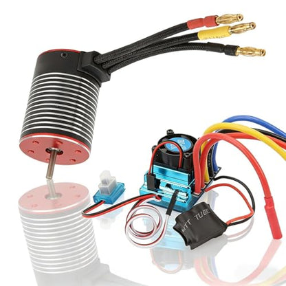 120A Brushless Motor ESC Set, Professional High Torsion 3650 Brushless Motor 120A ESC Combo Set for RC Car, Compatible with Hsp, Axial Scx10, D90, Hpi Model Use - size: 4500KV