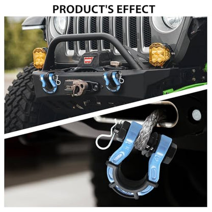 2 Pack D Ring Shackles 3/4" Mega Shackle 68,000Ibs Break Strength - Heavy Duty Clevis Shackles with 7/8" Screw Pin and Isolator Washer Kit for Tow Strap Winch Off Road Vehicle Recovery, Blue - color: BLUE
