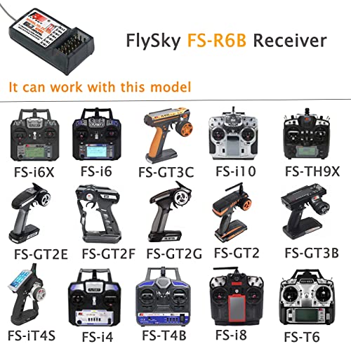 FS-R6B 2.4G 6 Channel Receiver Radio Model Remote Control Receiver for RC Car FS-i10,FS-i8,FS-i6X, FS-i6,S-TH9X,FS-T6,FS-CT6B,FS-T4B, FS-GT2,FS-GT2E,FS-GT2F,FS-GT2G,FS-GT2B,FS-GT3B