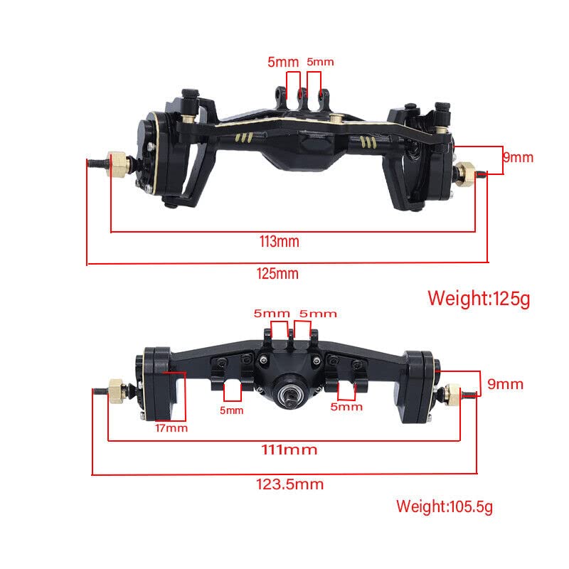 1/18 RC Front Rear Axle Assembly Set Brass Front Rear Portal Axle for Traxxas TRX4M 1/18 RC Crawler (1set)