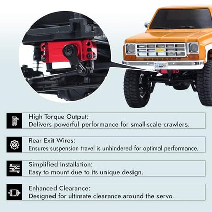 Helidirect TORQ Full CNC Case Metal Gear Coreless Servo for TRX4M 1/18 RC Crawler Upgrades Parts - Remote Control Car, RC Crawler Car Electronics (TCM-1011 for TRX4M/TRX4MT with Servo Horn)