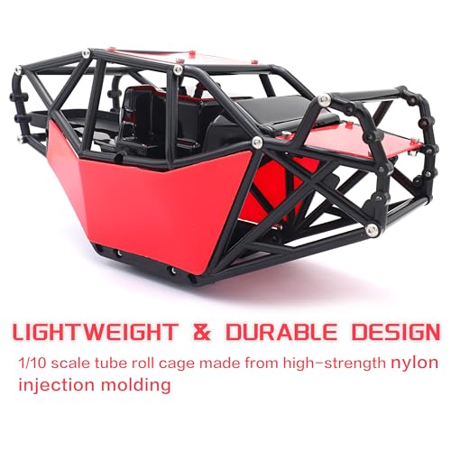 Nylon Rock Buggy Roll Cage Body Shell Chassis Kit for SCX10 ll 90046(Red) | Roll Cage Rock Buggy Body Shell,1/10 RC Crawler Upgrade Parts,High-strength,Easy Assembled - color: Red