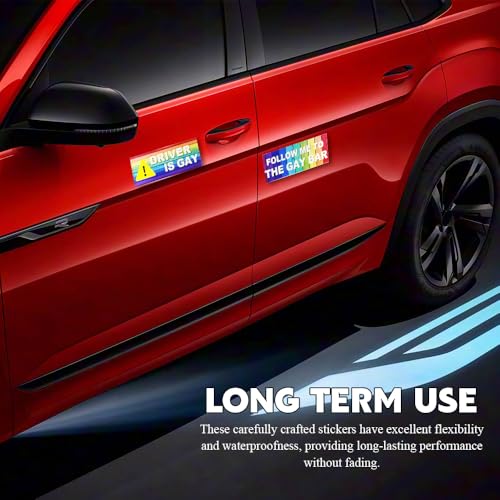 10PCS Car Funny LGBT Stickers, Rainbow Prank Car Bumper Sticker, Reflective LGBT Sticker Sign, Universal Colorful Gay Pride Decal for Vehicle Luggage Window Refrigerator, Style 2, Adhesive - color: Style 2/Adhesive